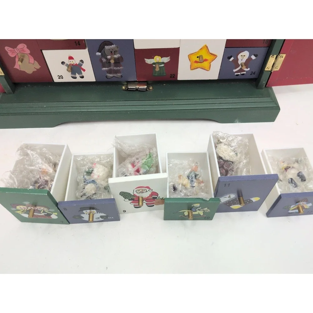 VTG NEW 2003 Thomas Pacconi Classics Christmas Wooden Advent Calendar w/ Drawers